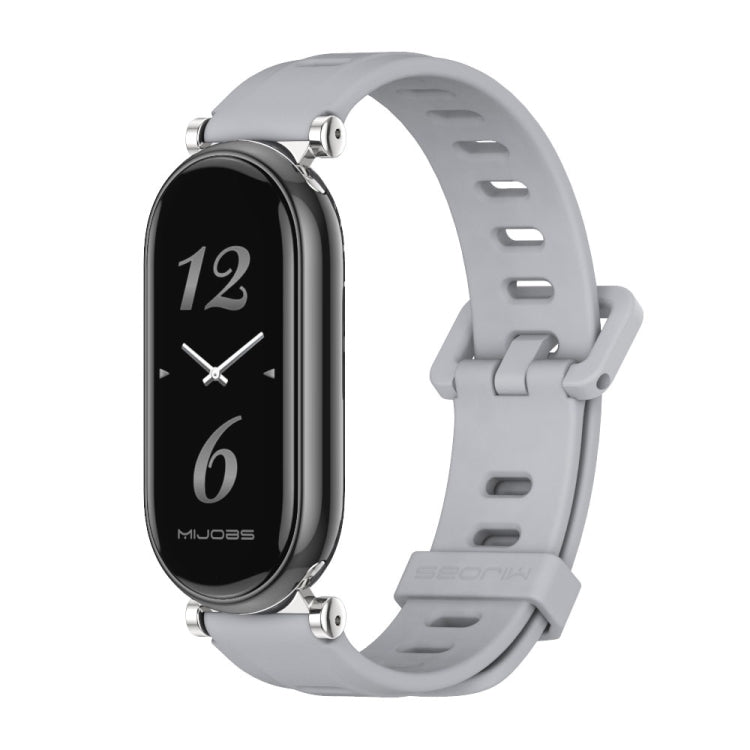 For Xiaomi Smart Band 10 / 9 / 8 Mijobs GT4 Flat Hole Silicone Watch Band(Grey Silver)