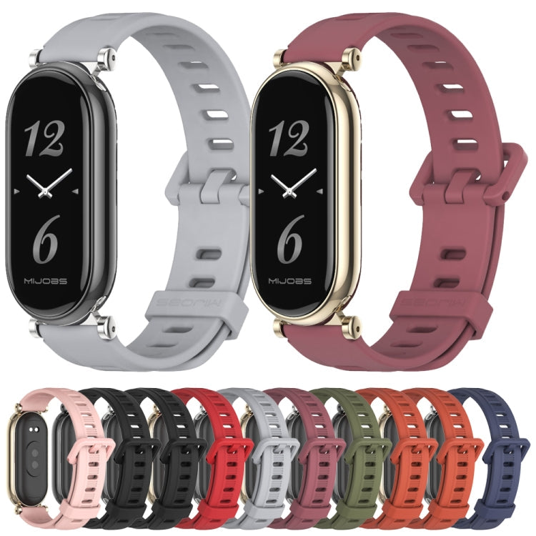For Xiaomi Smart Band 10 / 9 / 8 Mijobs GT4 Flat Hole Silicone Watch Band(Army Green Silver)