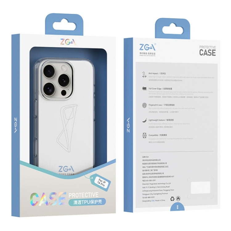 For iPhone 16 ZGA Clear TPU Shockproof Phone Case(Transparent)