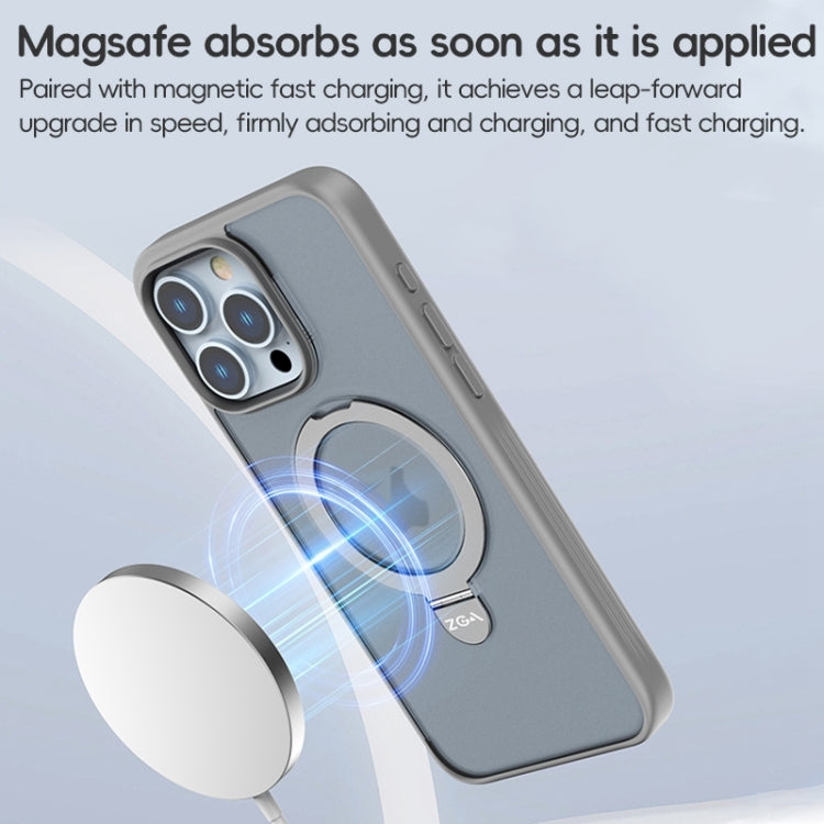 For iPhone 15 Pro Max ZGA Magsafe Holder PC Hybrid TPU Phone Case(Blue)