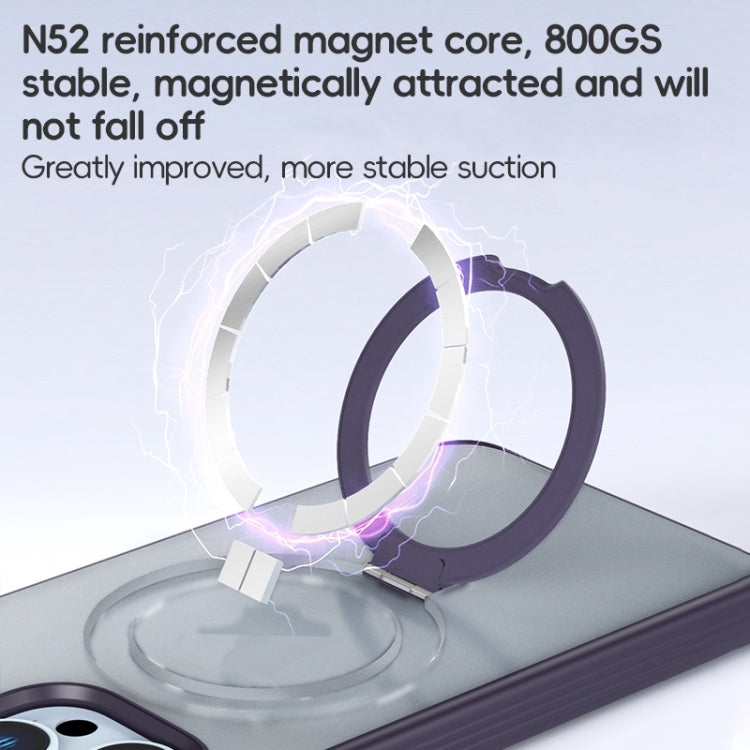 For iPhone 15 Plus ZGA Magsafe Holder PC Hybrid TPU Phone Case(Grey)