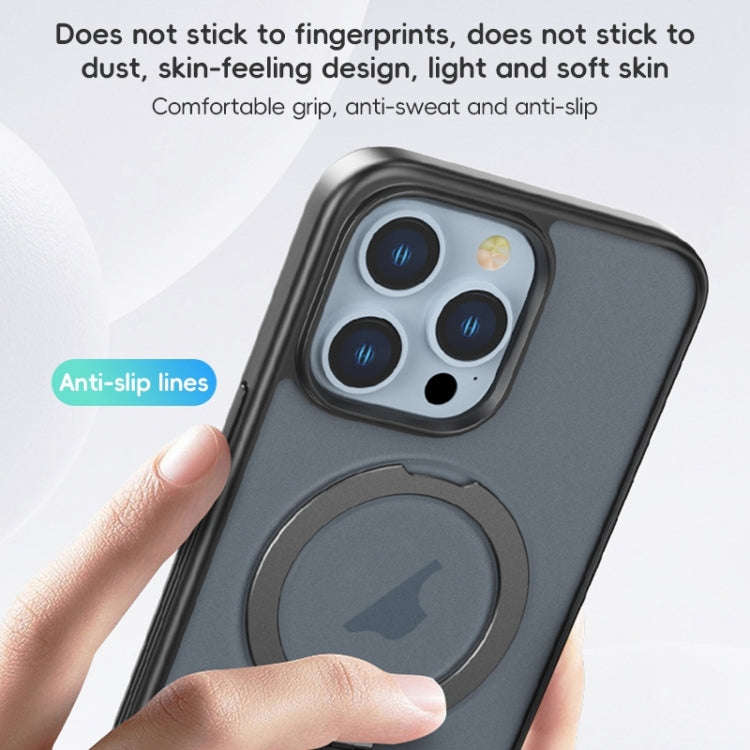 For iPhone 15 Plus ZGA Magsafe Holder PC Hybrid TPU Phone Case(Grey)