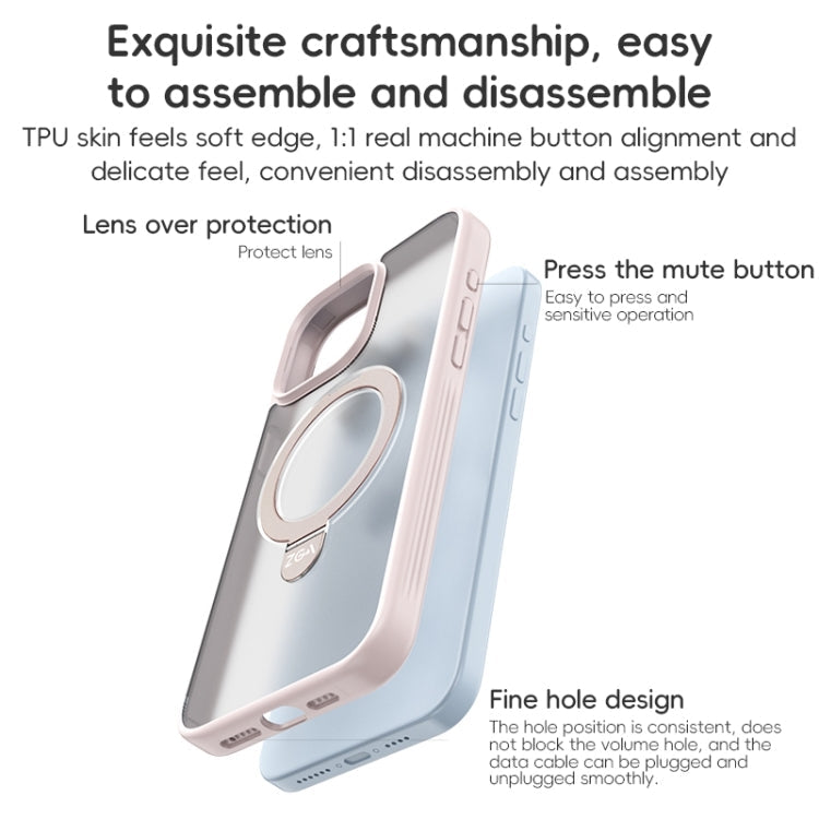 For iPhone 15 Pro Max ZGA Magsafe Holder PC Hybrid TPU Phone Case(Black)