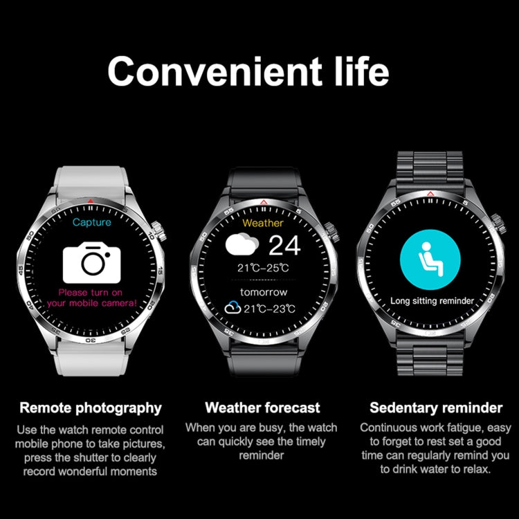 GTS4/LT09 1.5 inch IP67 Fitness Wellness Smart Watch Support Bluetooth Call / Sleep / Blood Oxygen / Heart Rate Health Monitor, Steel Strap(Balck)