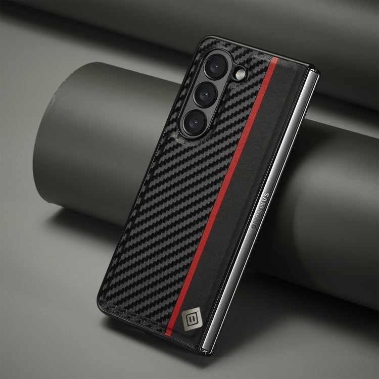 For Samsung Galaxy Z Fold6 5G LC.IMEEKE 3 in 1 Carbon Fiber Texture Shockproof Phone Case(Black)