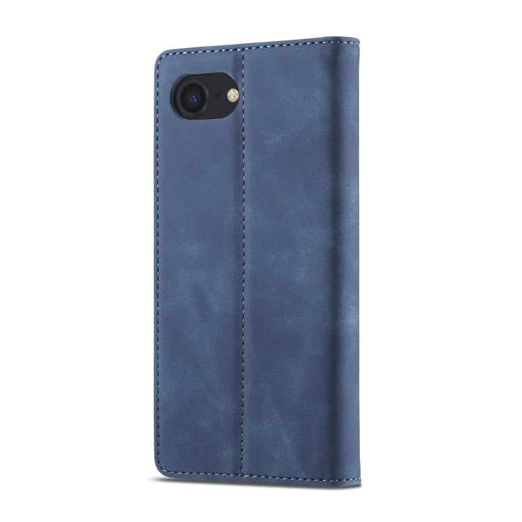 For iPhone 17e / 16e LC.IMEEKE Strong Magnetism Microfiber Leather Phone Case(Blue)