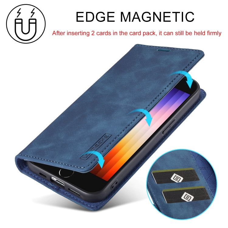 For iPhone 17e / 16e LC.IMEEKE Strong Magnetism Microfiber Leather Phone Case(Blue)
