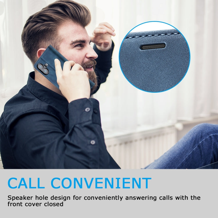 For iPhone 16 Plus LC.IMEEKE Strong Magnetism Microfiber Leather Phone Case(Blue)