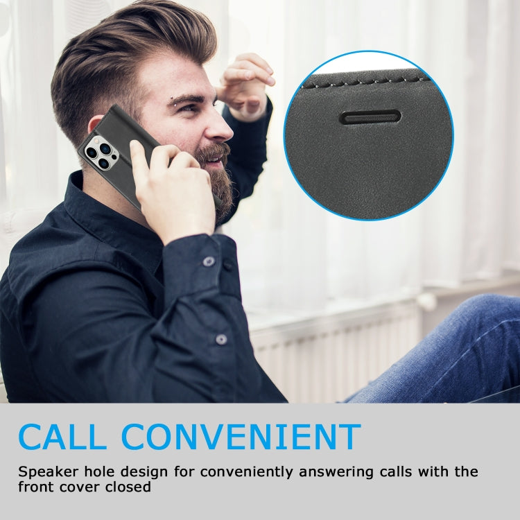 For iPhone 16 Pro LC.IMEEKE Strong Magnetism Microfiber Leather Phone Case(Black)