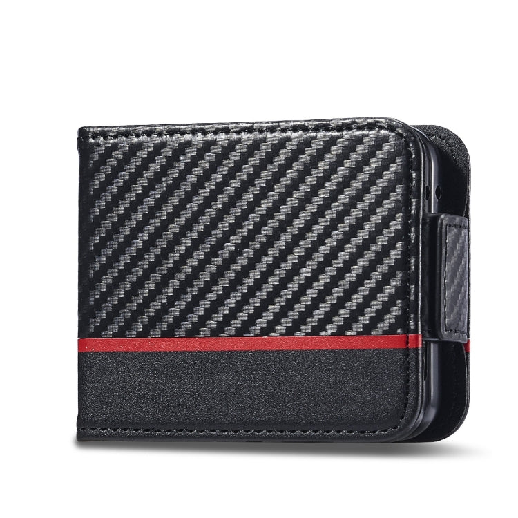For Samsung Galaxy Z Flip6 / Flip7 FE LC.IMEEKE Carbon Fiber Leather Phone Case(Vertical Black)