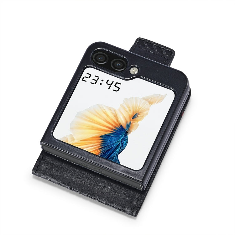 For Samsung Galaxy Z Flip6 / Flip7 FE LC.IMEEKE Carbon Fiber Leather Phone Case(Horizontal Black)