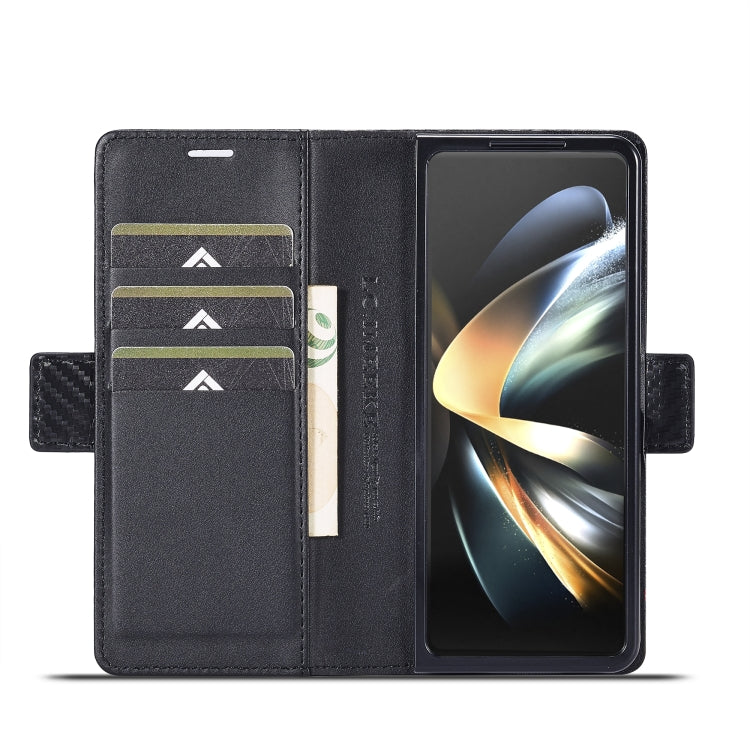 For Samsung Galaxy Z Fold6 5G LC.IMEEKE Carbon Fiber Leather Phone Case(Vertical Black)