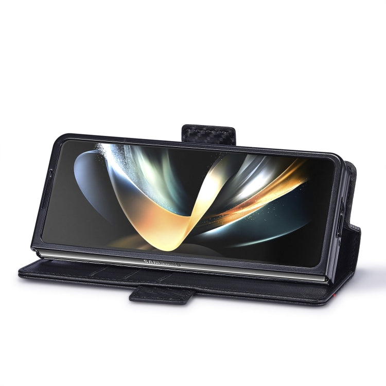 For Samsung Galaxy Z Fold6 5G LC.IMEEKE Carbon Fiber Leather Phone Case(Vertical Black)