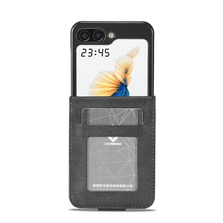 For Samsung Galaxy Z Flip6 / Flip7 FE LC.IMEEKE Calf Texture Leather Phone Case(Black)
