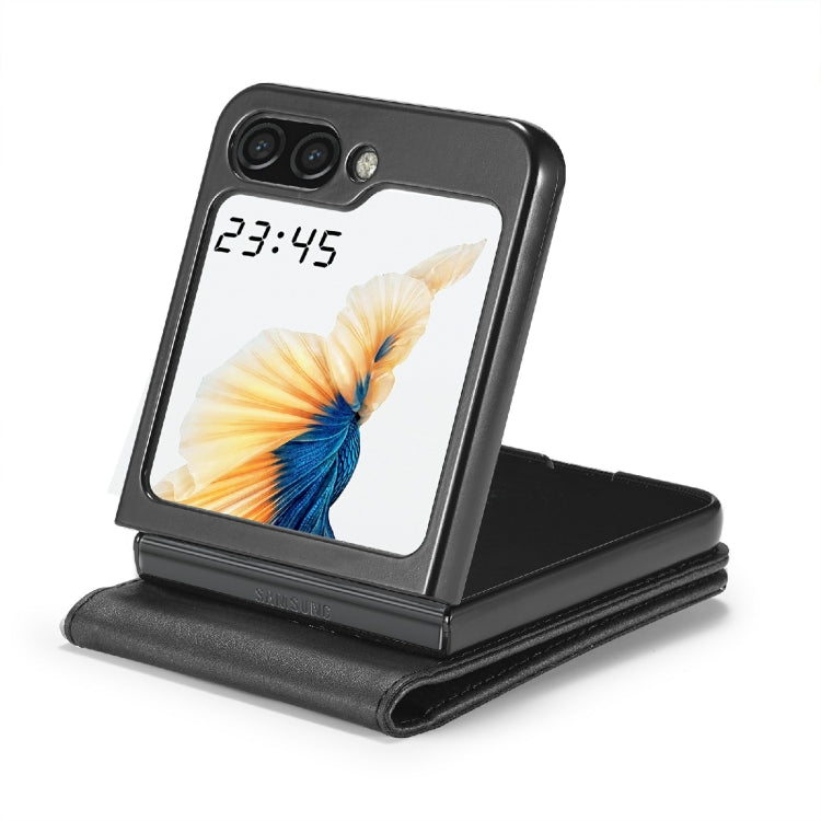 For Samsung Galaxy Z Flip6 / Flip7 FE LC.IMEEKE Calf Texture Leather Phone Case(Black)