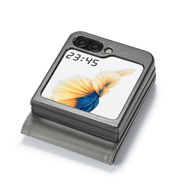 For Samsung Galaxy Z Flip6 / Flip7 FE LC.IMEEKE Calf Texture Leather Phone Case(Grey)