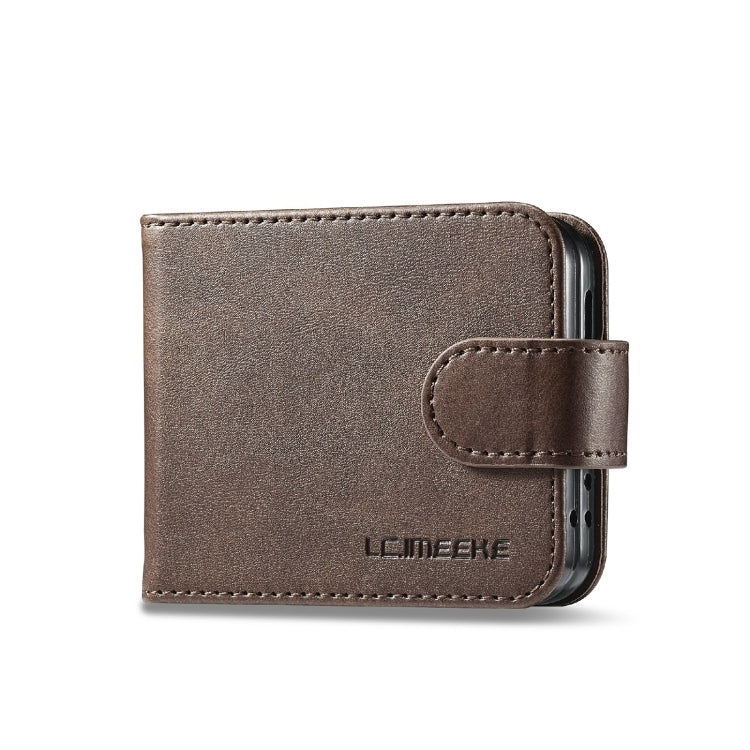 For Samsung Galaxy Z Flip6 / Flip7 FE LC.IMEEKE Calf Texture Leather Phone Case(Coffee)