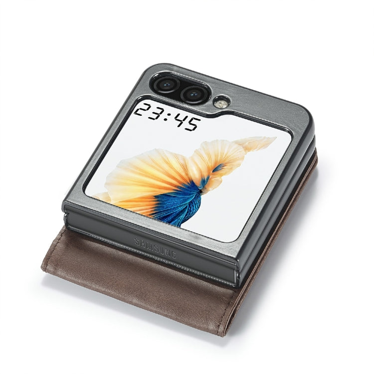 For Samsung Galaxy Z Flip6 / Flip7 FE LC.IMEEKE Calf Texture Leather Phone Case(Coffee)