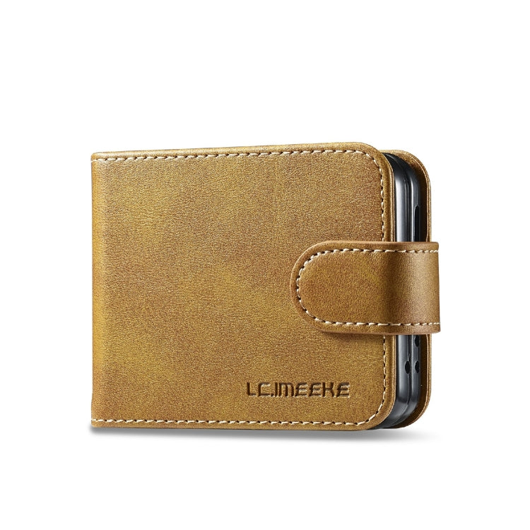 For Samsung Galaxy Z Flip6 / Flip7 FE LC.IMEEKE Calf Texture Leather Phone Case(Brown)