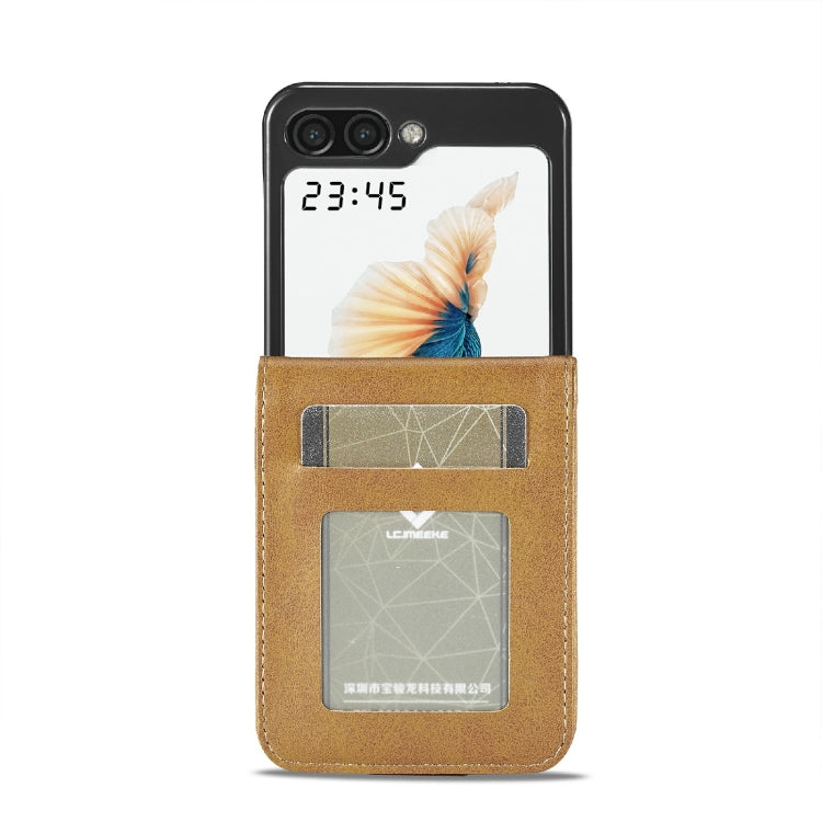 For Samsung Galaxy Z Flip6 / Flip7 FE LC.IMEEKE Calf Texture Leather Phone Case(Brown)
