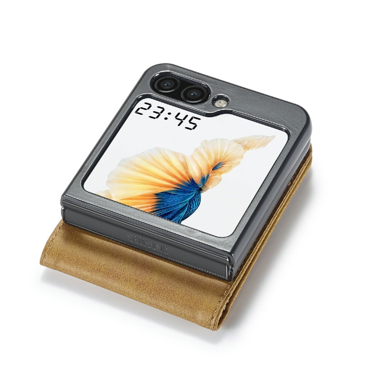 For Samsung Galaxy Z Flip6 / Flip7 FE LC.IMEEKE Calf Texture Leather Phone Case(Brown)