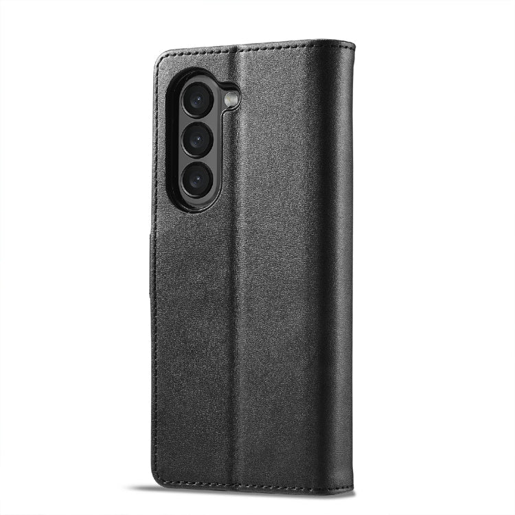 For Samsung Galaxy Z Fold6 5G LC.IMEEKE Calf Texture Leather Phone Case(Black)