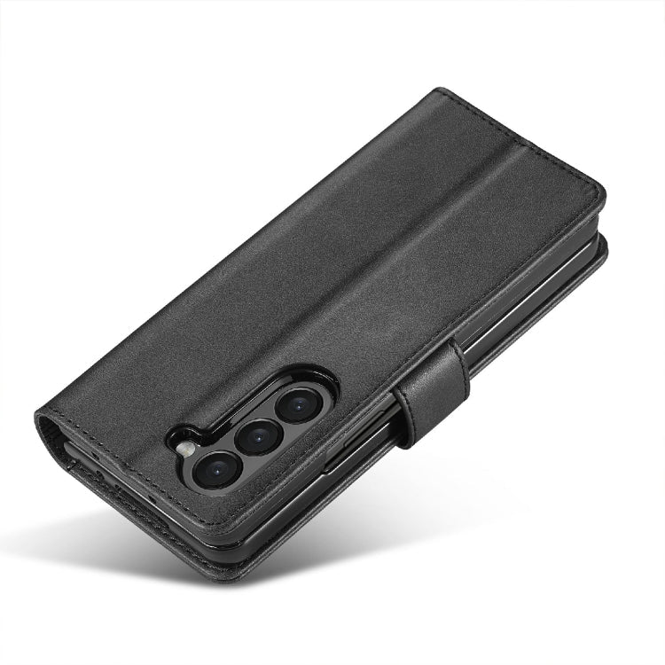 For Samsung Galaxy Z Fold6 5G LC.IMEEKE Calf Texture Leather Phone Case(Black)