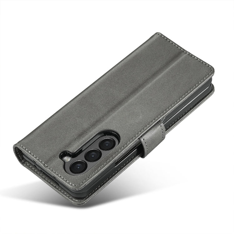 For Samsung Galaxy Z Fold6 5G LC.IMEEKE Calf Texture Leather Phone Case(Grey)