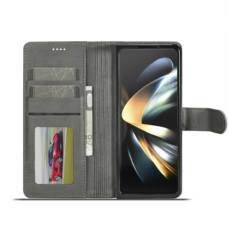 For Samsung Galaxy Z Fold6 5G LC.IMEEKE Calf Texture Leather Phone Case(Grey)