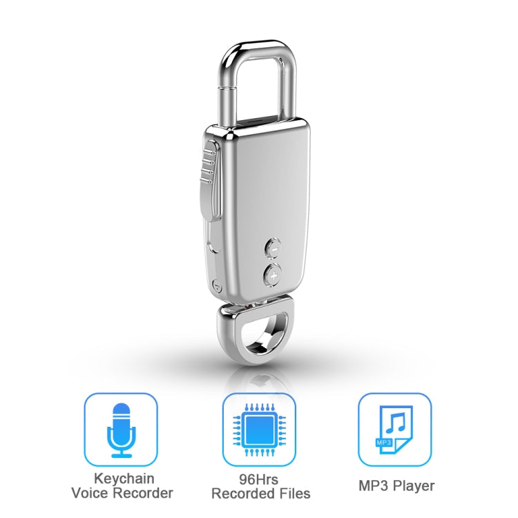 JNN S20 Zinc Alloy Keychain Voice Recorder, Memory:32GB(Silver)