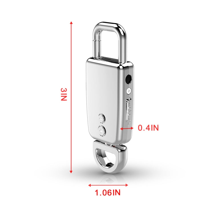JNN S20 Zinc Alloy Keychain Voice Recorder, Memory:16GB(Silver)