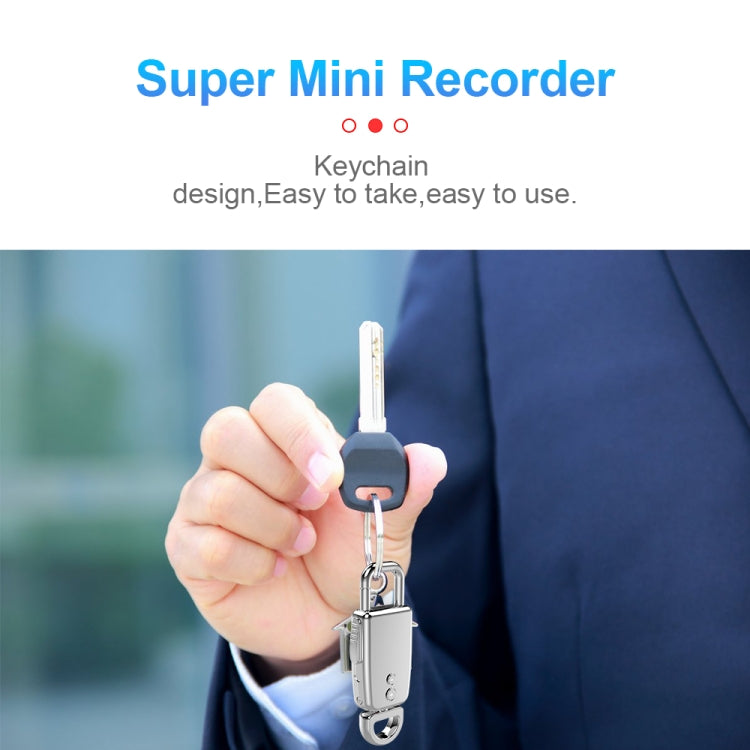 JNN S20 Zinc Alloy Keychain Voice Recorder, Memory:8GB(Silver)