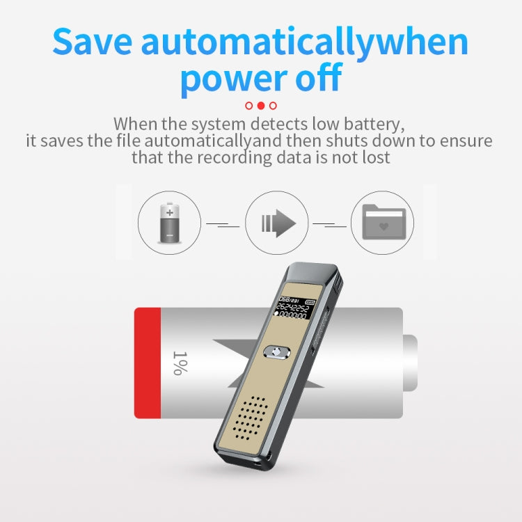 JNN Q7 Mini Portable Voice Recorder with OLED Screen, Memory:8GB(Grey+Gold)