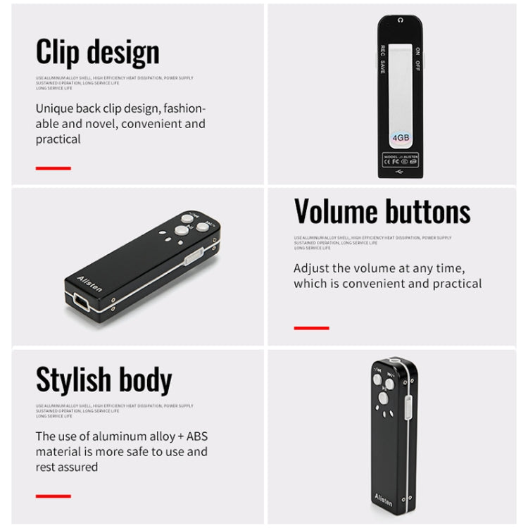 JNN J1 Mini Smart HD Noise Cancelling Voice Recorder, Memory:32GB(Black)