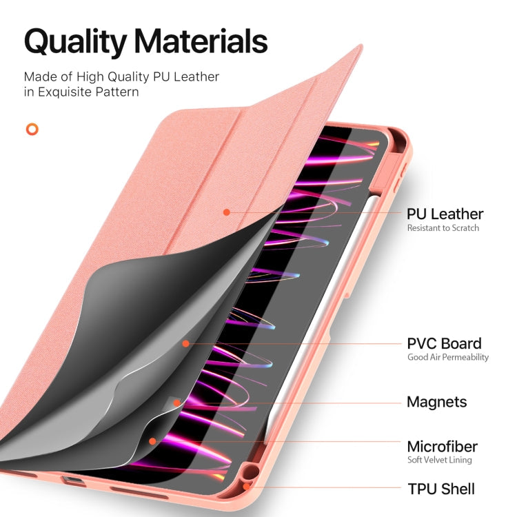 For iPad Pro 11 2025 / 2024 DUX DUCIS Domo Series Cloth Texture Magnetic Leather Tablet Case(Pink)