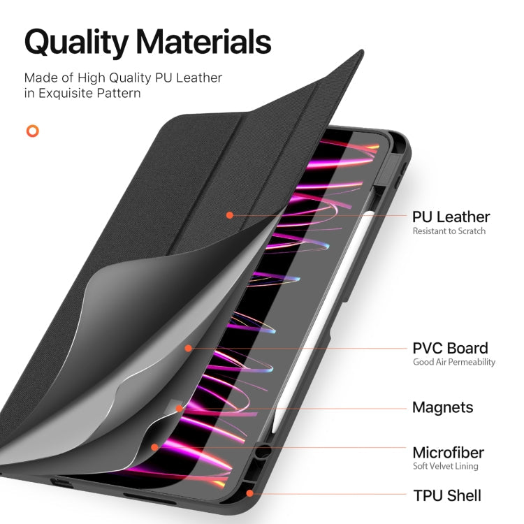 For iPad Pro 13 2025 / 2024 DUX DUCIS Domo Series Cloth Texture Magnetic Leather Tablet Case(Black)