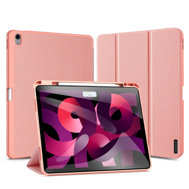 For iPad Air 13 2024 / 2025 / 2026 DUX DUCIS Domo Series Cloth Texture Magnetic Leather Tablet Case(Pink)