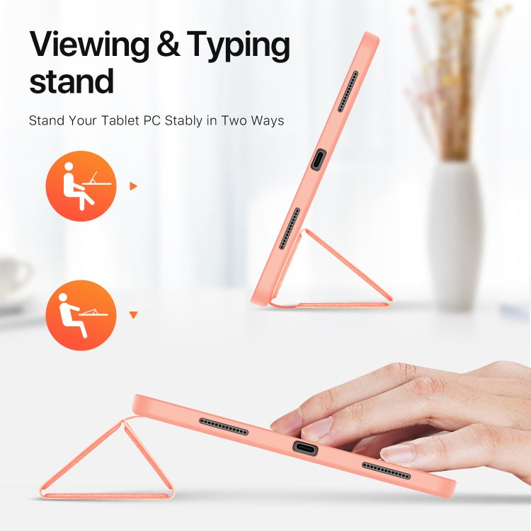For iPad Air 13 2024 / 2025 / 2026 DUX DUCIS Domo Series Cloth Texture Magnetic Leather Tablet Case(Pink)