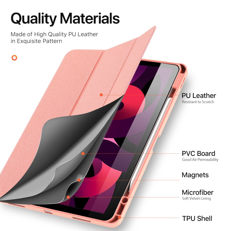 For iPad Air 13 2024 / 2025 / 2026 DUX DUCIS Domo Series Cloth Texture Magnetic Leather Tablet Case(Pink)