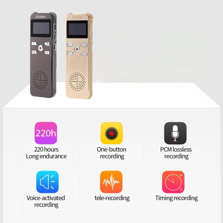 JNN X26 Mini Portable Voice Recorder with OLED Screen, Memory:16GB(Metal Gray)