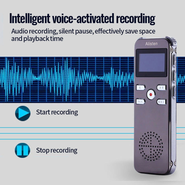 JNN X26 Mini Portable Voice Recorder with OLED Screen, Memory:16GB(Metal Gray)