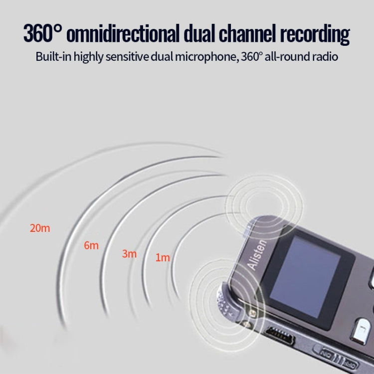 JNN X26 Mini Portable Voice Recorder with OLED Screen, Memory:16GB(Metal Gray)