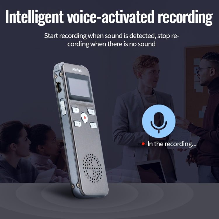 JNN X26 Mini Portable Voice Recorder with OLED Screen, Memory:16GB(Metal Gray)