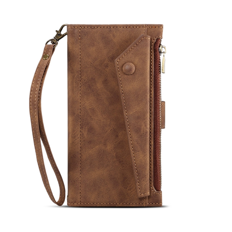 For Motorola Moto G04 / G24 ESEBLE Retro Frosted RFID Leather Phone Case(Brown)