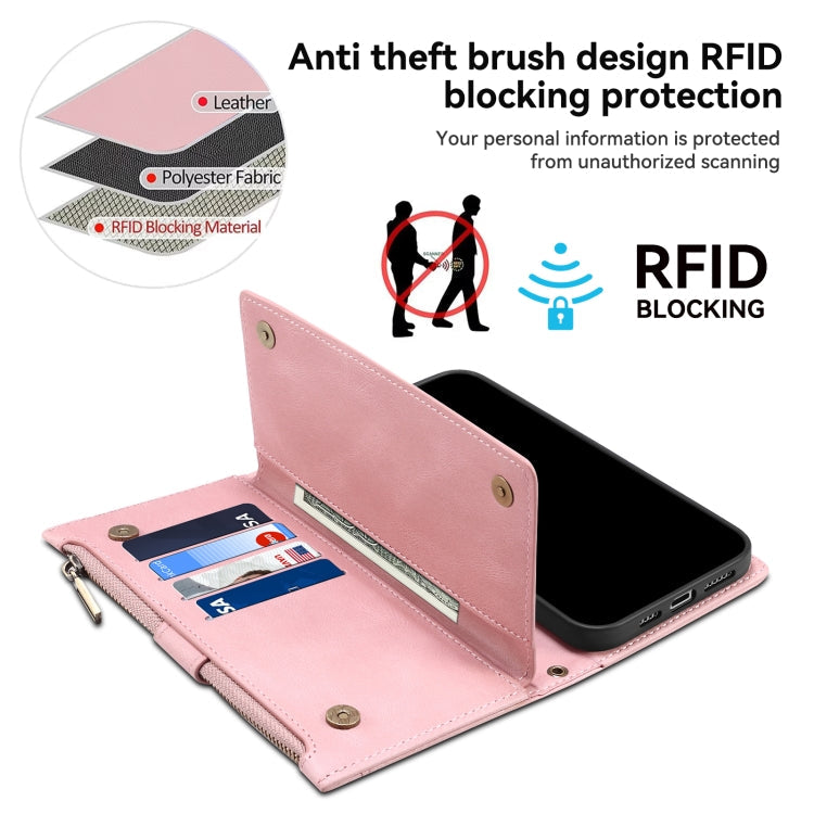 For Motorola Moto E14 ESEBLE Retro Frosted RFID Leather Phone Case(Rose Gold)