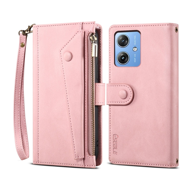 For Motorola Moto G64 5G Global ESEBLE Retro Frosted RFID Leather Phone Case(Rose Gold)
