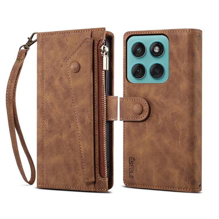 For Motorola Edge 60 ESEBLE Retro Frosted RFID Leather Phone Case(Brown)