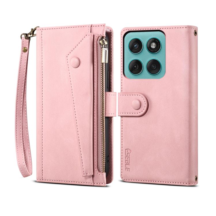 For Motorola Edge 60 ESEBLE Retro Frosted RFID Leather Phone Case(Rose Gold)