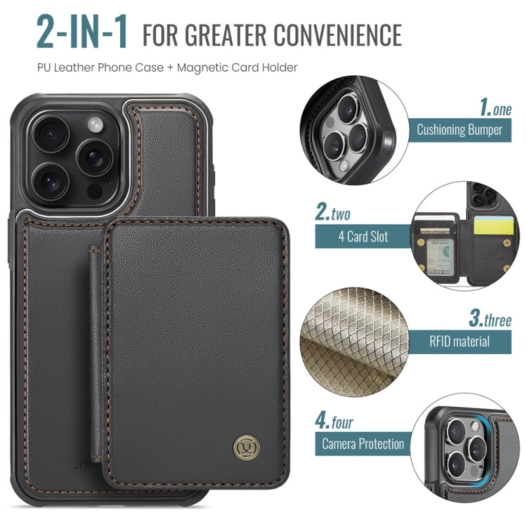 For iPhone 14 Pro Max JEEHOOD J05 Business Magnetic Style RFID Leather Phone Case(Black)