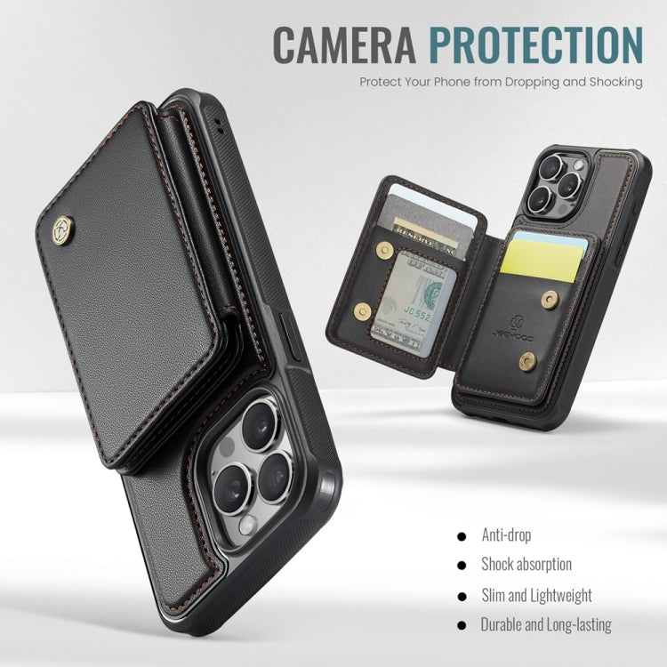 For iPhone 14 Plus JEEHOOD J05 Business Magnetic Style RFID Leather Phone Case(Black)